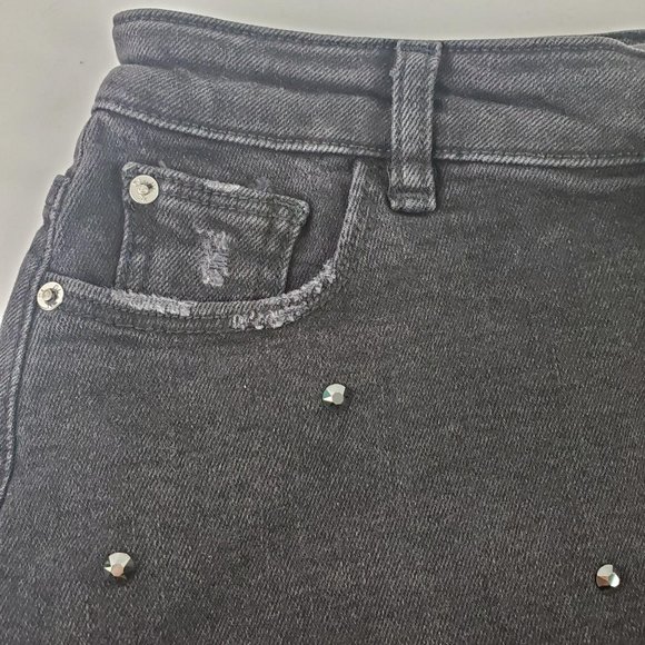 DL1961 Black Frayed Jeweled Denim Mini Skirt - Picture 5 of 8